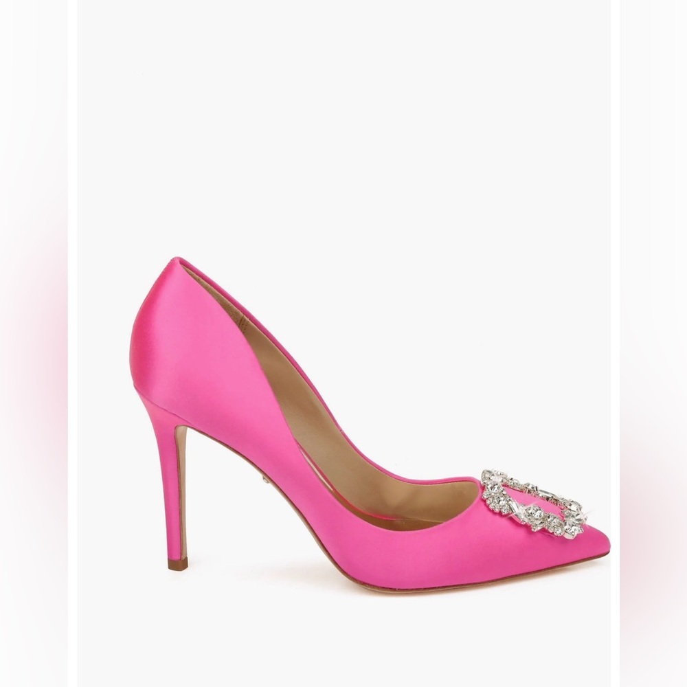 NWT Badgley Mischka - Cher Crystal Embellished Pump in Hot Pink - Size 8 - Picture 2 of 5
